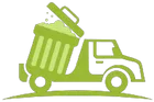 An icon of a green truck carrying a trash bin