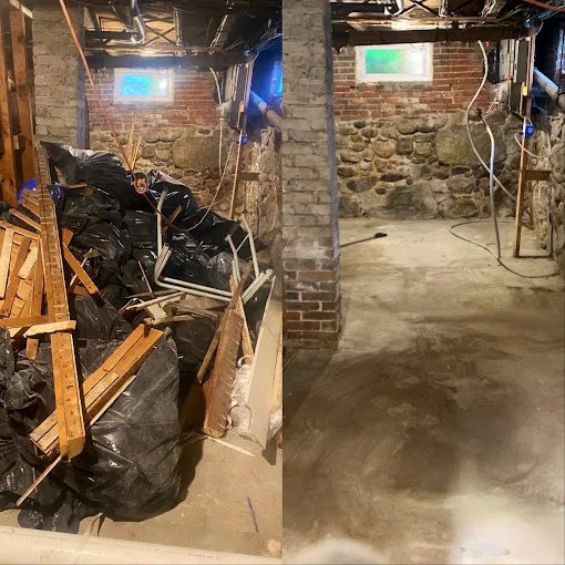 Basement Cleanout in Easton MA before and after